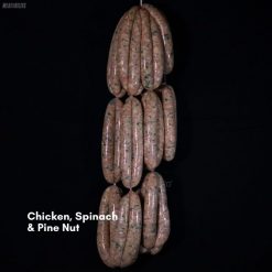 Chicken spinach & pine nut sausages