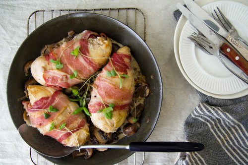 Prosciutto wrapped chicken