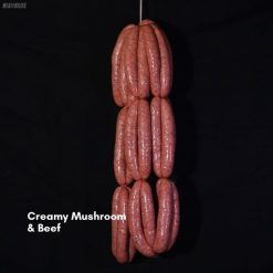 Creamy beef & mushroom sausages