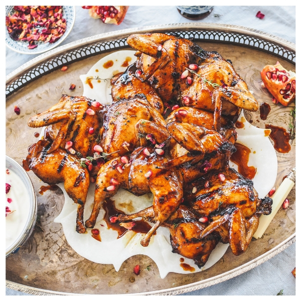 char grilled pomegranate quails with rose yoghurt 600 x 600