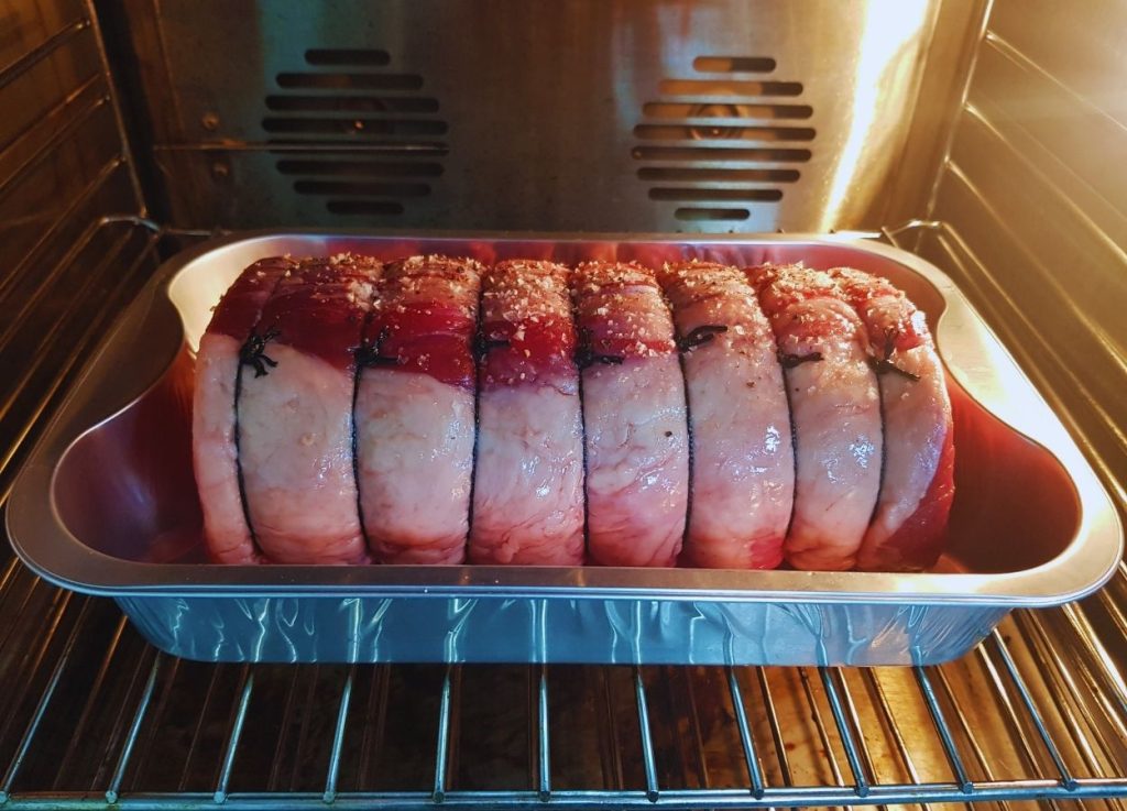 Raw Rolled Rib Fillet in Oven