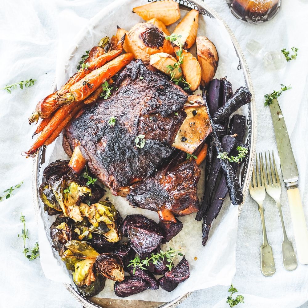 Slow Roasted Lamb Shoulder with Roast Winter Veg (1)