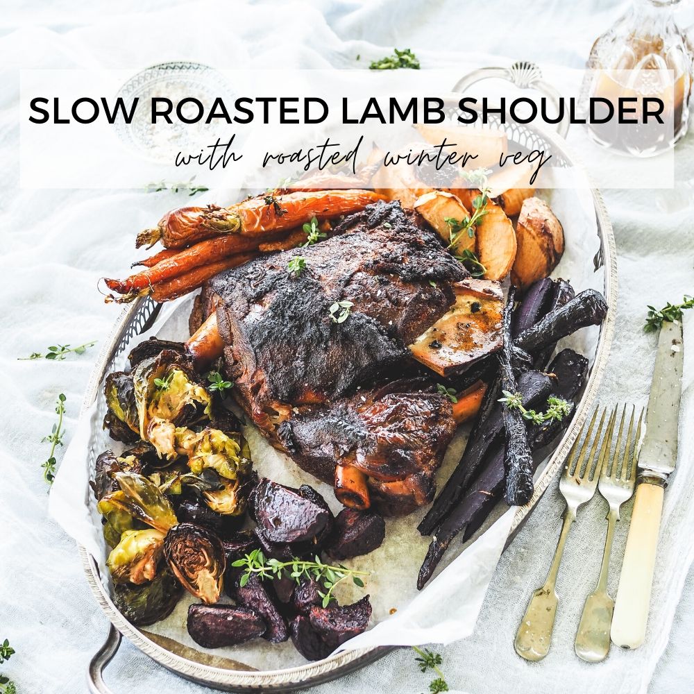 Slow Roasted Lamb Shoulder with Roast Winter Veg Title Image 1000x1000