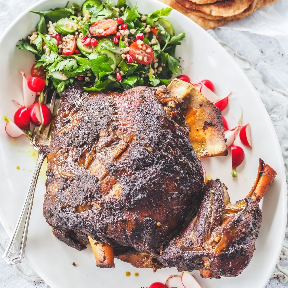 Pomegranate Lamb Shoulder with Chunky Buckwheat Tabbouleh