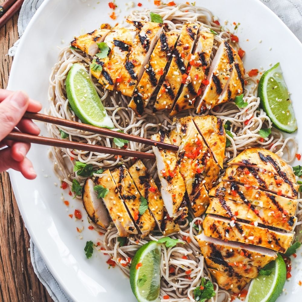 Mango Chilli Chicken with Soba Noodles