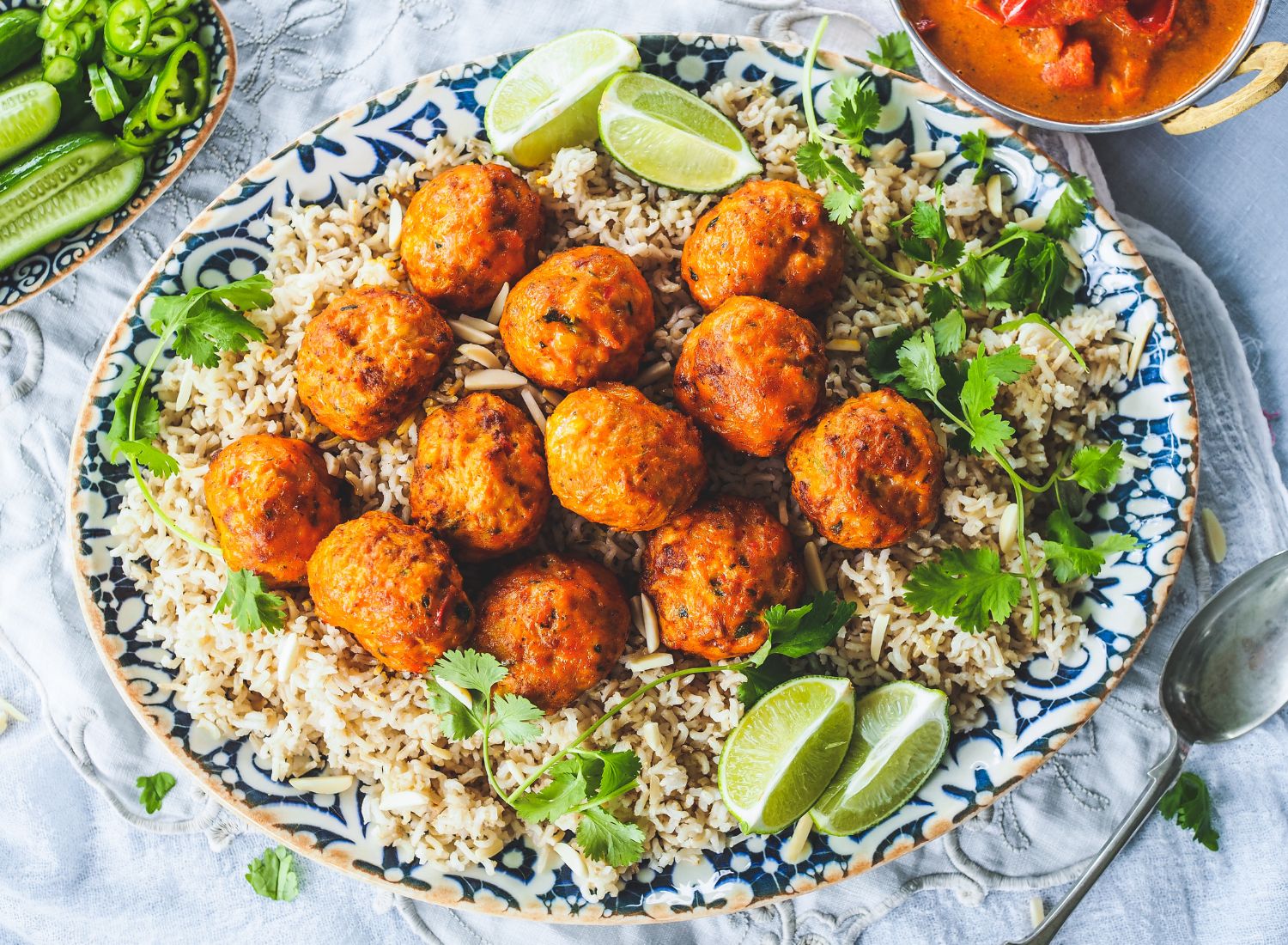 Butter Chicken Meatballs on a plate