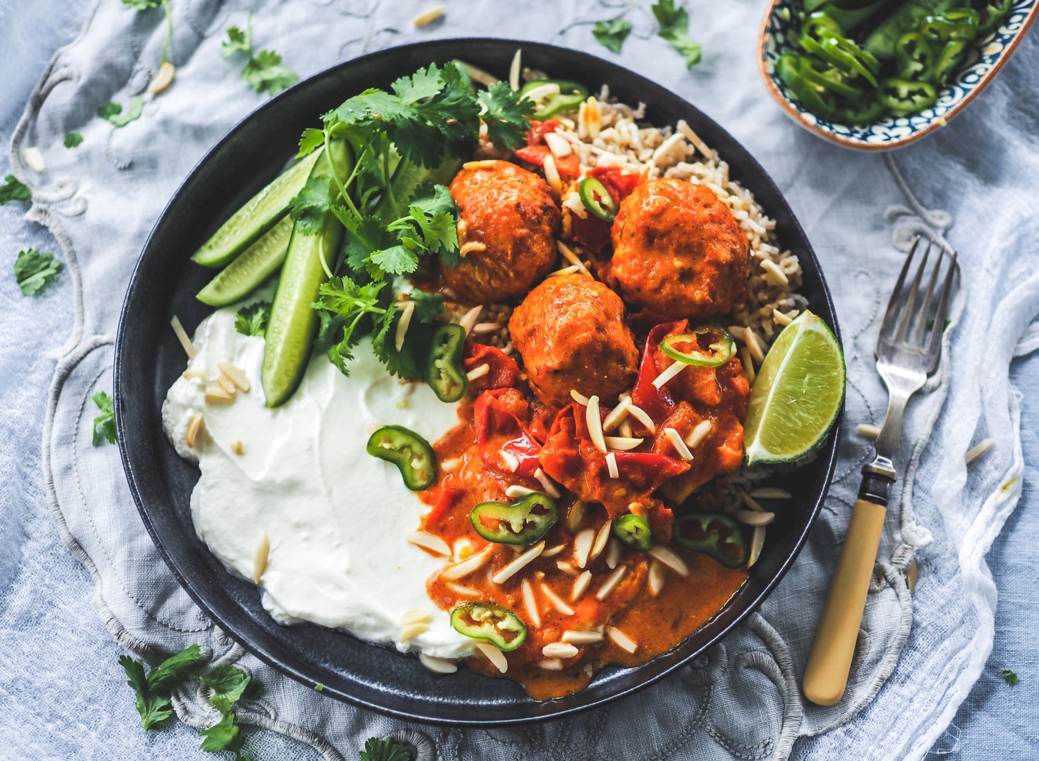 Butter Chicken Meatballs with Rustic Tomato Garam Masala Sauce