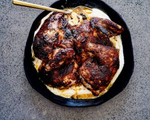 BBQ roasted chicken with spiced whipped feta