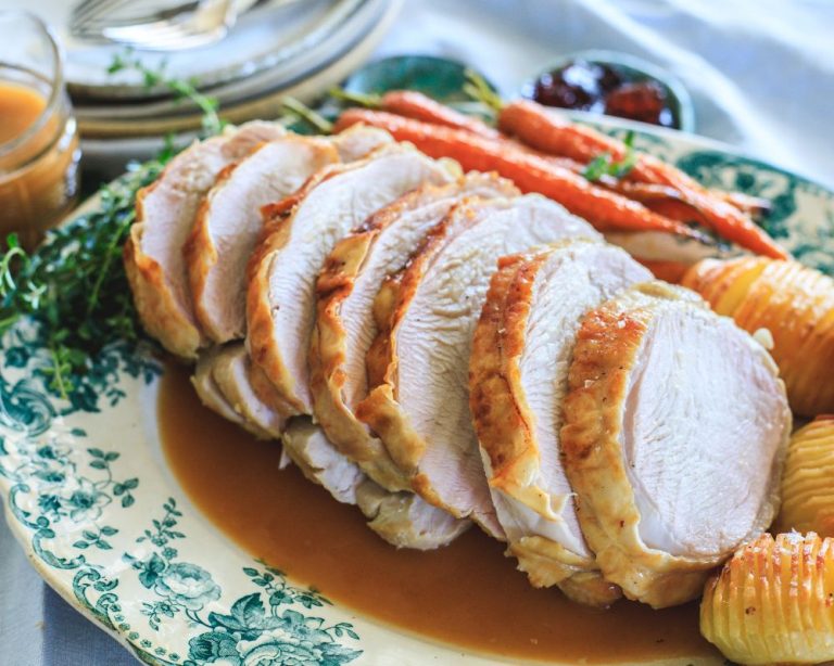 Rolled Turkey Breast with Duck Fat Hasselback Potatoes